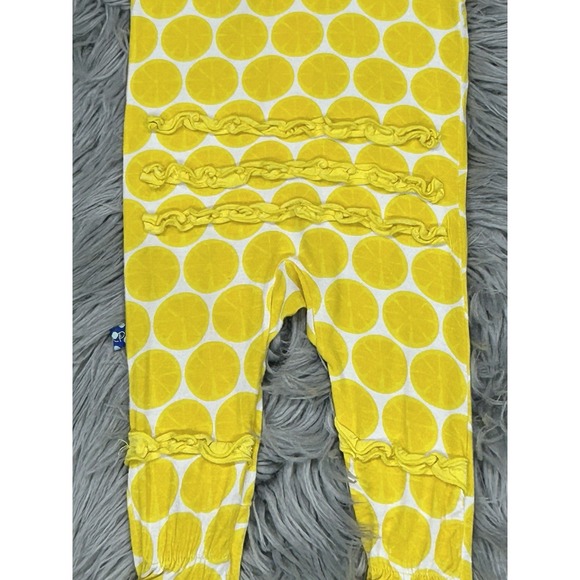 Kicky Pants Yellow Citrus Print Muffin Ruffle Footed Snap Up Jammy 3-6 Month - Picture 5 of 7